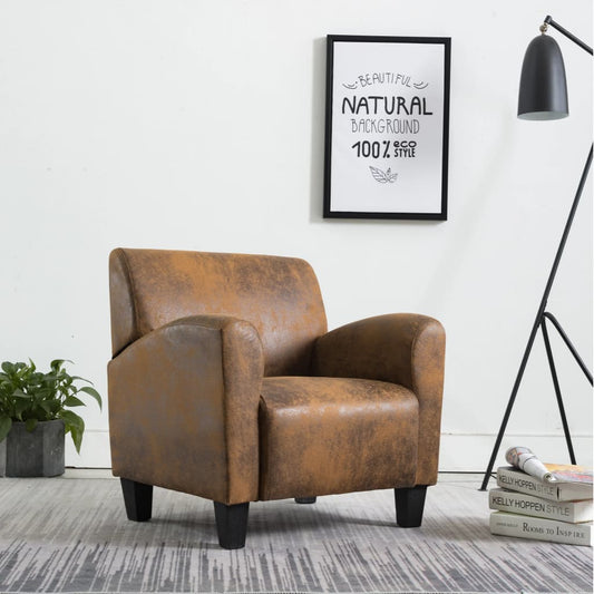 Faux Suede Armchair Brown 70x69x72cm - Cozy Accent Chair