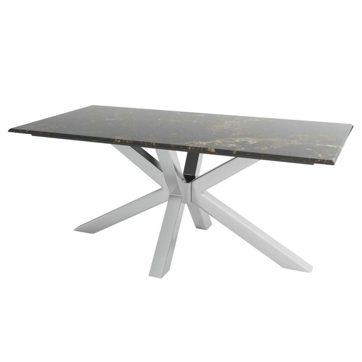 Luxe Marble Dining Table - Silver Steel 180x90 cm
