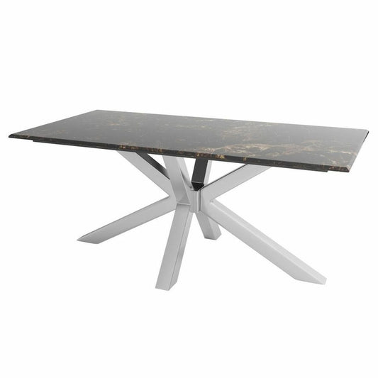 Luxe Marble Dining Table - Silver Steel 180x90 cm