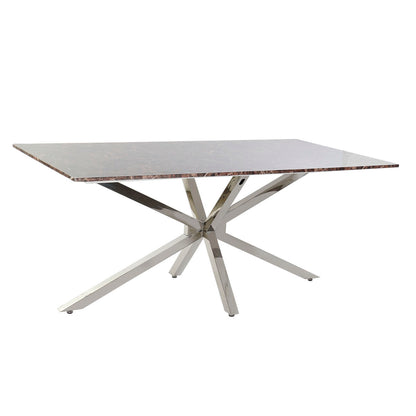 Luxe Marble Dining Table - Silver Steel 180x90 cm
