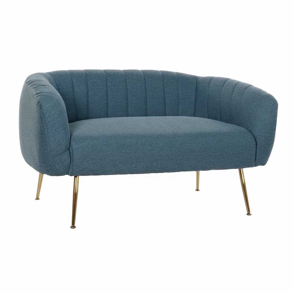 Sininen glam-sohva kultaisilla jaloilla - pääkuva